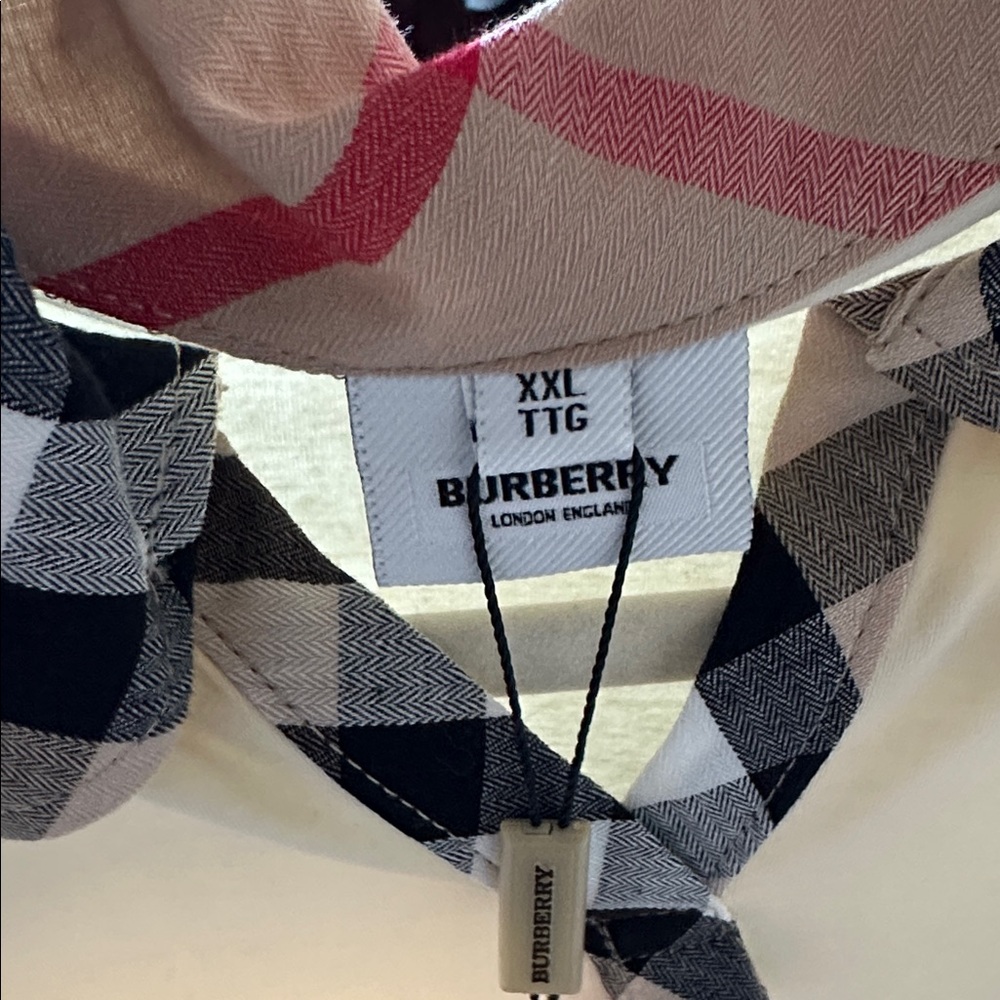 Burberry Beige Polo with Signature Check Collar and Cuff - Picture 2 of 4